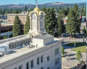 View from Hotel E overlooking Courthouse Square in Santa Rosa